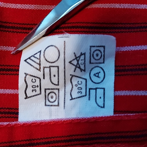 Chaps Red Multicolored Striped Long Sleeve Dress Shirt Size M - Picture 8 of 8